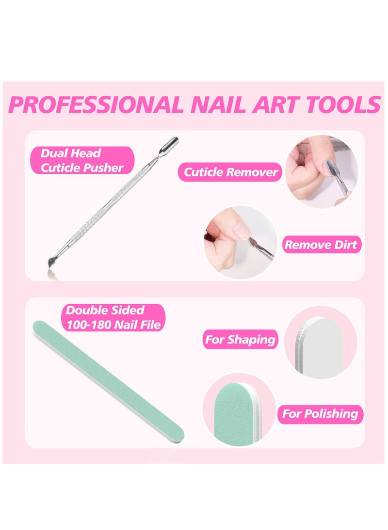 Excefore 2 Pcs Dip Powder Recycling Tray System,Portable Dip Powder Nail Kit Starter Set with Scoop, Nail Dust Brush, Metal Dual Head Cuticle Pusher and Nail File, Dipping Nail Art Manicure Accessories - Image 4