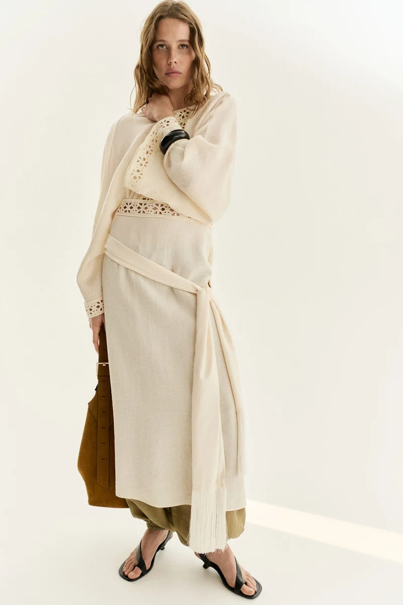 Crochet-look tunic dress