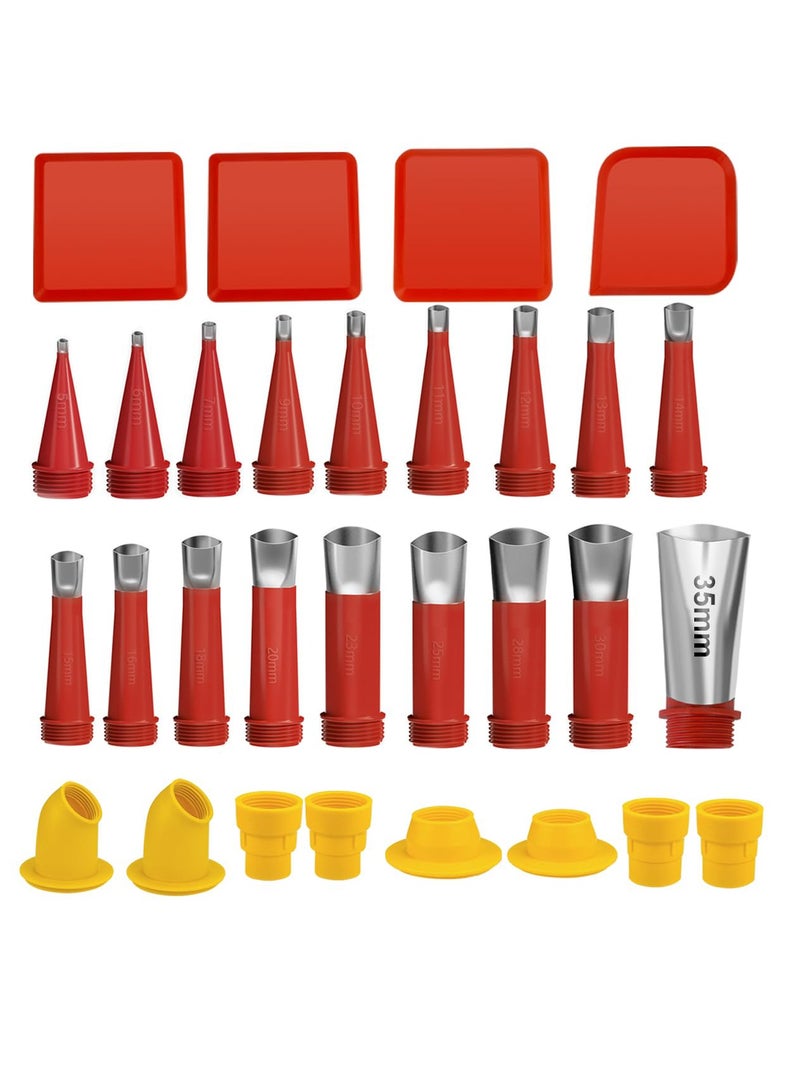 Caulking Finisher Kit, 30Pcs  Caulking Nozzle Tips Set, Reusable Caulking Nozzle Coating Include 18 Caulking Nozzle Applicators, with 8 Connector Caulking Guns and 4 Grout Scraper - Image 1