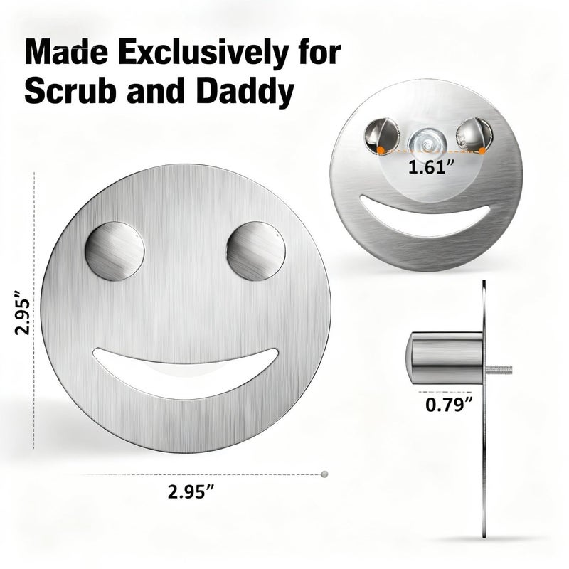 Yoshiky Stainless Steel Smiley Face Dish Sponge Holder, Silver Sink Caddy Organizer Storage with Suction Cup for Kitchen, Kitchen Sink Accessories Decor Scrubber Holder with Gift Box - Image 3