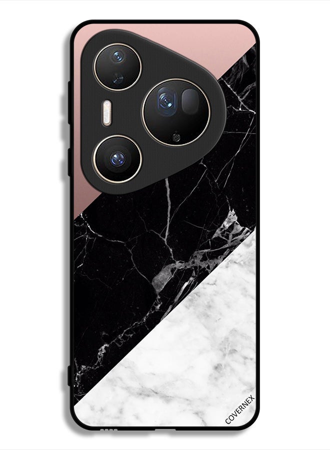 Covernex Huawei Pura 80 Ultra Protective Case Cover Marble & Plain Combination Pattern - Image 1