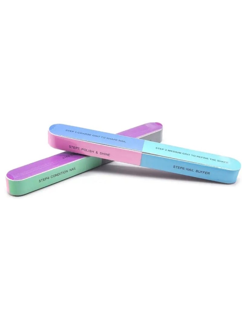 CleanWave - The Pure Effect [2-Pieces ] 7-Way Nail Buffer Blocks – Shape, Smooth & Shine Natural Nails | 150 to 4000 Grit Buffers for Salon-Quality Finish at Home | All-in-One Nail File & Buffer Kit, Combines 7 essential nail care steps in one easy-to-use tool.  - Image 2