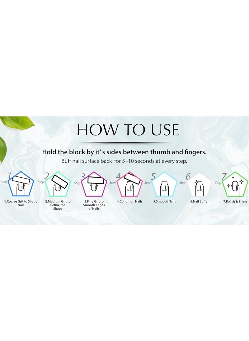 CleanWave - The Pure Effect [2-Pieces ] 7-Way Nail Buffer Blocks – Shape, Smooth & Shine Natural Nails | 150 to 4000 Grit Buffers for Salon-Quality Finish at Home | All-in-One Nail File & Buffer Kit, Combines 7 essential nail care steps in one easy-to-use tool.  - Image 4