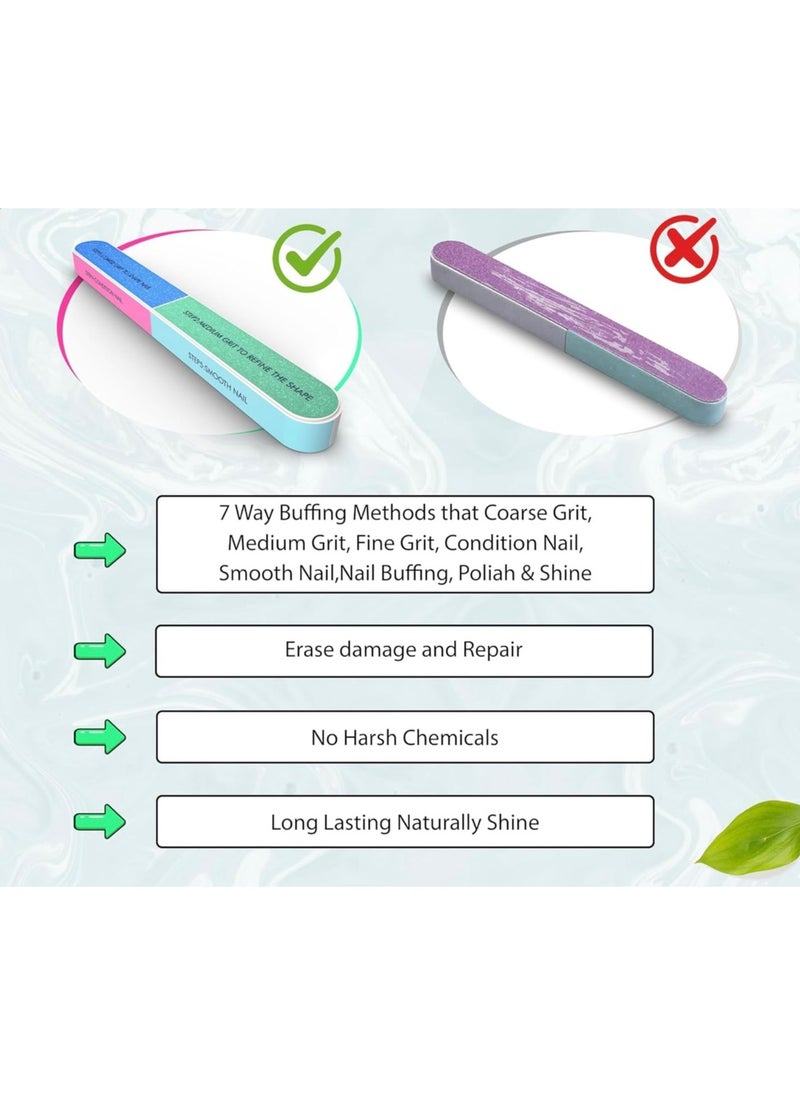 CleanWave - The Pure Effect [2-Pieces ] 7-Way Nail Buffer Blocks – Shape, Smooth & Shine Natural Nails | 150 to 4000 Grit Buffers for Salon-Quality Finish at Home | All-in-One Nail File & Buffer Kit, Combines 7 essential nail care steps in one easy-to-use tool.  - Image 5
