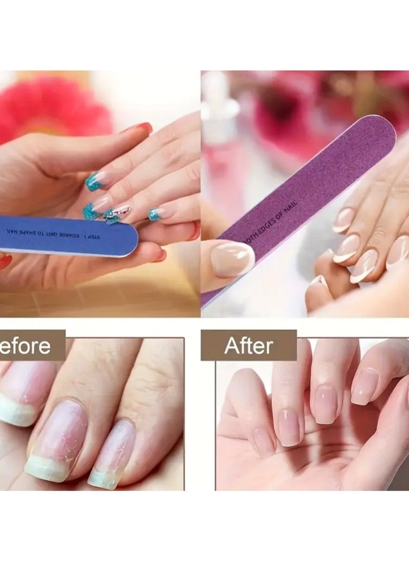 [2-Pieces ] 7-Way Nail Buffer Blocks – Shape, Smooth & Shine Natural Nails | 150 to 4000 Grit Buffers for Salon-Quality Finish at Home | All-in-One Nail File & Buffer Kit, Combines 7 essential nail care steps in one easy-to-use tool.