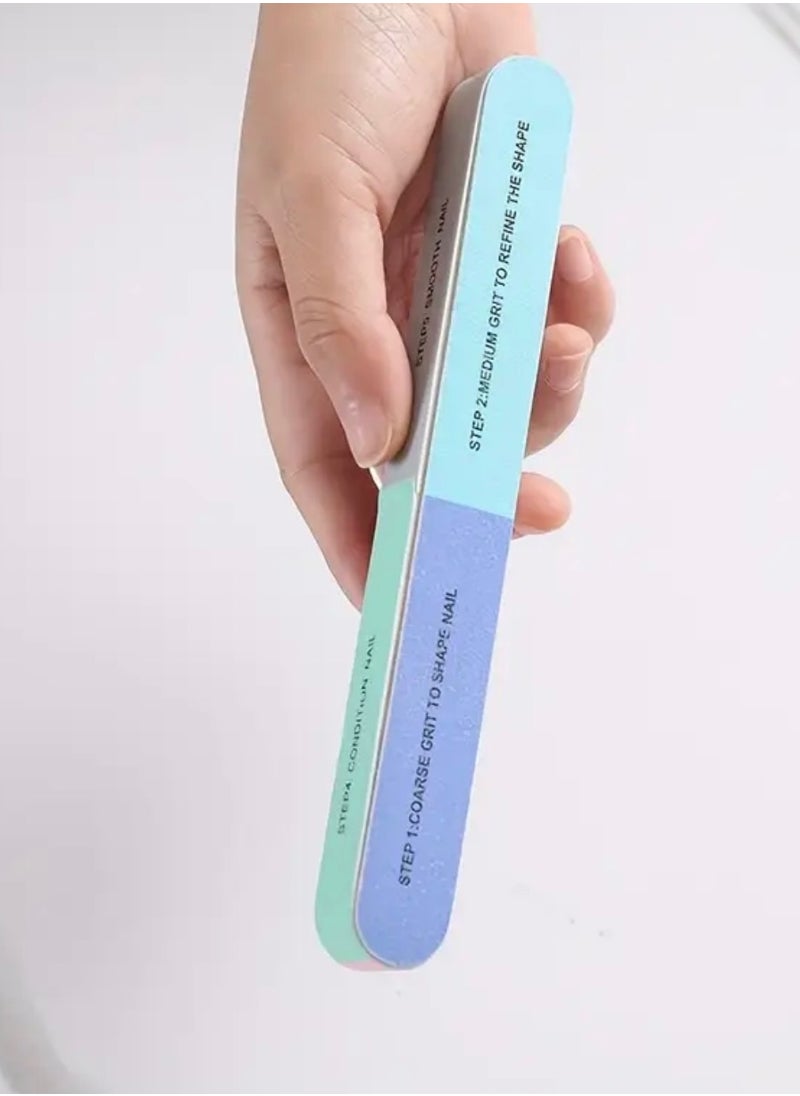 [2-Pieces ] 7-Way Nail Buffer Blocks – Shape, Smooth & Shine Natural Nails | 150 to 4000 Grit Buffers for Salon-Quality Finish at Home | All-in-One Nail File & Buffer Kit, Combines 7 essential nail care steps in one easy-to-use tool.