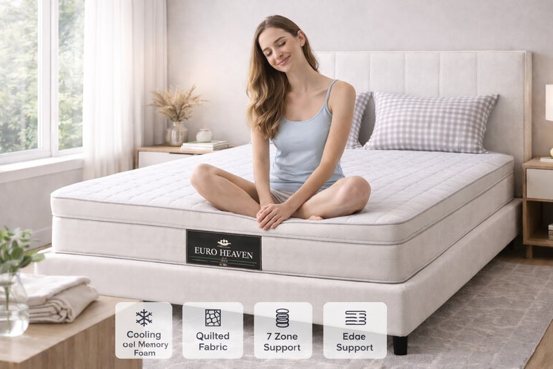 Rexal Home Euro Heaven 30 CM Premium Pocket Spring Mattress 190 x 90 Gel Infused Memory Foam High Resilience Foam Medium Firm Pressure Relief Low Motion Transfer - Image 5