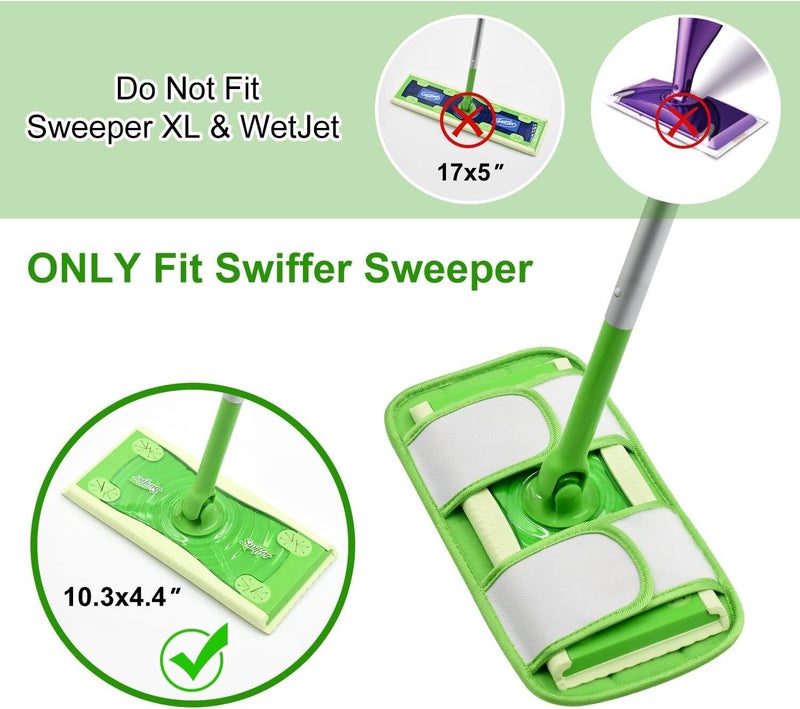 GFRED Mop Pads Compatible with Swiffer Sweeper Mop (2 Pack Strip Fabric Loop Pads for Sweeper, Green) - Image 2