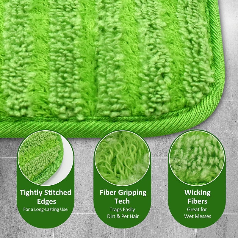 GFRED Mop Pads Compatible with Swiffer Sweeper Mop (2 Pack Strip Fabric Loop Pads for Sweeper, Green) - Image 3