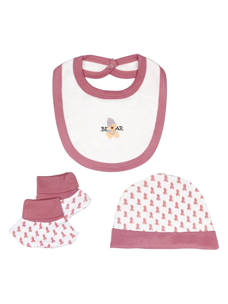 Babies Basic 5 piece Unisex 100% Cotton Sets include Bib, Romper, Mittens, Cap and Sleepsuit/Jumpsuit - Image 4