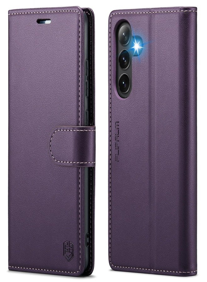 FLIPALM Wallet Case for Samsung Galaxy S25 5G, RFID Blocking Credit Card Holder, PU Leather Folio Flip Kickstand Protective Shockproof Cover for Galaxy S25 (Purple) - Image 1