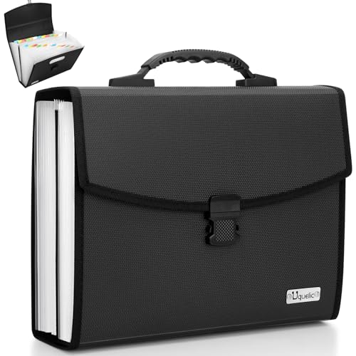 Uquelic 26 Pockets Expanding File Folder Organizer - Upgraded Durable Buckle, Accordion Folder Base with Ergonomic Portable Handle/Large A4 Letter Size Document Organizer, Folders with Pockets - Image 1