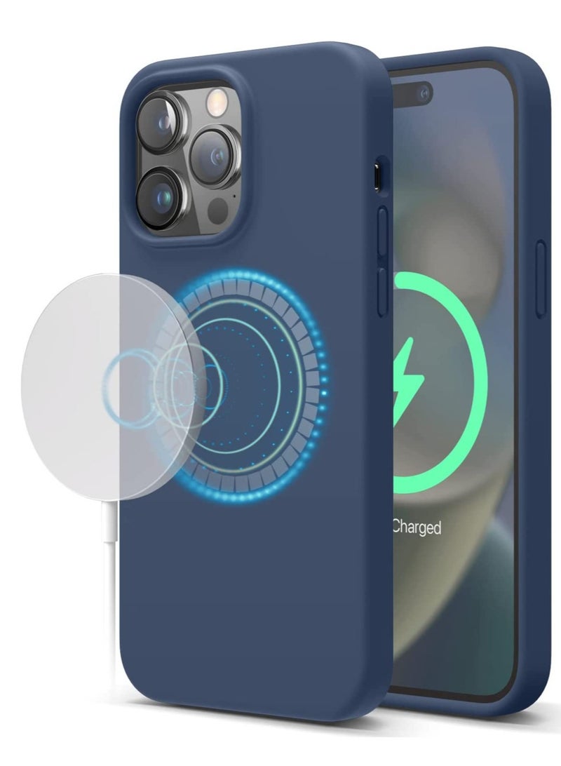 ELTRAZONE Silicone for iPhone 14 Pro MAX case cover Shockproof compatible with MagSafe - Jean Indigo - Image 1