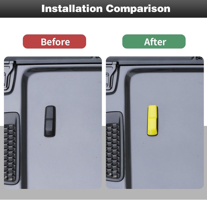 CheroCar JL Engine Hood Hinge Cover Decoration Cover Stickers Rec Exterior Accessories for Jeep Wrangler JL 2018 (Yellow) - Image 5