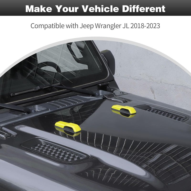 CheroCar JL Engine Hood Hinge Cover Decoration Cover Stickers Rec Exterior Accessories for Jeep Wrangler JL 2018 (Yellow) - Image 2