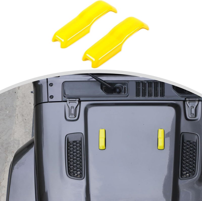 CheroCar JL Engine Hood Hinge Cover Decoration Cover Stickers Rec Exterior Accessories for Jeep Wrangler JL 2018 (Yellow) - Image 1