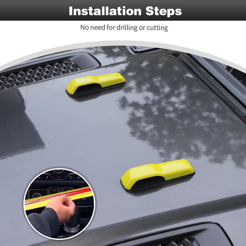 CheroCar JL Engine Hood Hinge Cover Decoration Cover Stickers Rec Exterior Accessories for Jeep Wrangler JL 2018 (Yellow) - Image 4