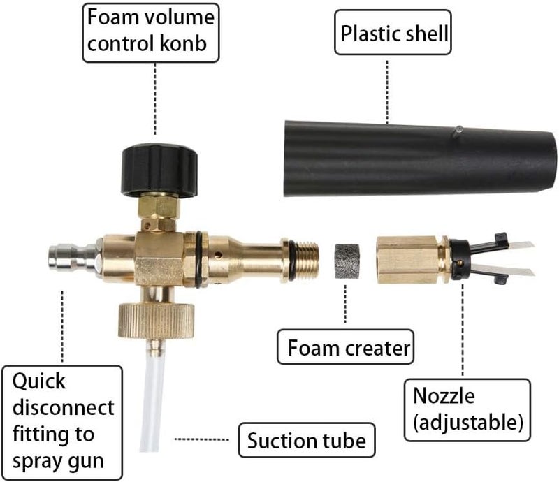 Sooprinse Foam Cannon Snow Foam Lance Nozzle Pressure Washer Jet Wash，Foam Cannon Lance kit with Pressure Washer Spray Gun,30 Degree Gutter Cleaner Wand with Nozzle Tip Attachment - Image 4
