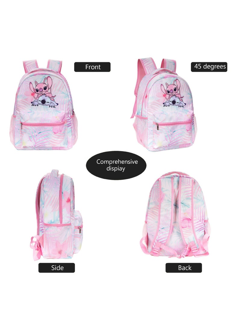 ستيتش حقيبة ظهر ستيتش كارتونية لطلاب المدارس الابتدائية والثانوية، مقاس 30*40*17 سم + حقيبة غداء 21*26*11 سم + حقيبة أقلام - Image 4