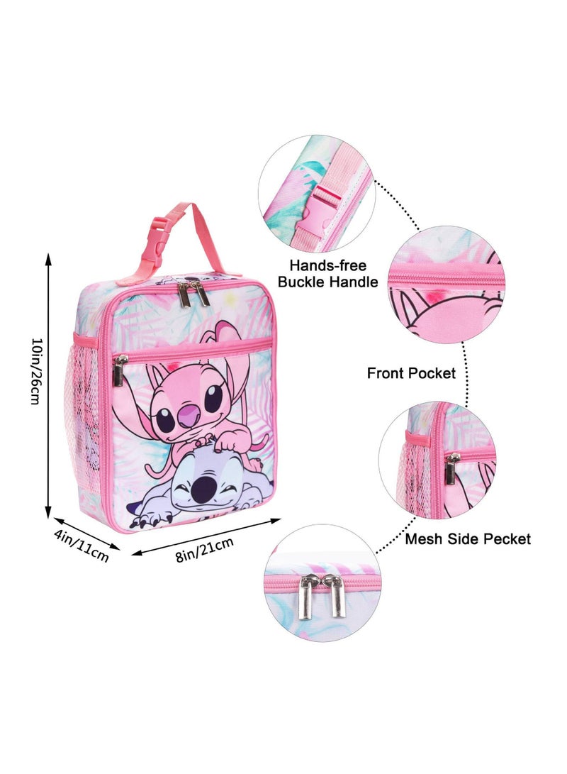 ستيتش حقيبة ظهر ستيتش كارتونية لطلاب المدارس الابتدائية والثانوية، مقاس 30*40*17 سم + حقيبة غداء 21*26*11 سم + حقيبة أقلام - Image 5