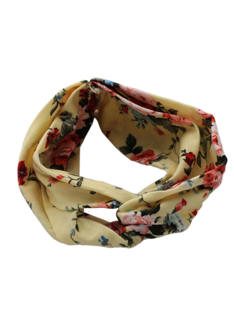 Generic - Hair tie made of soft cotton with spring flower patterns in multiple colors, set of 4 pieces - Image 1