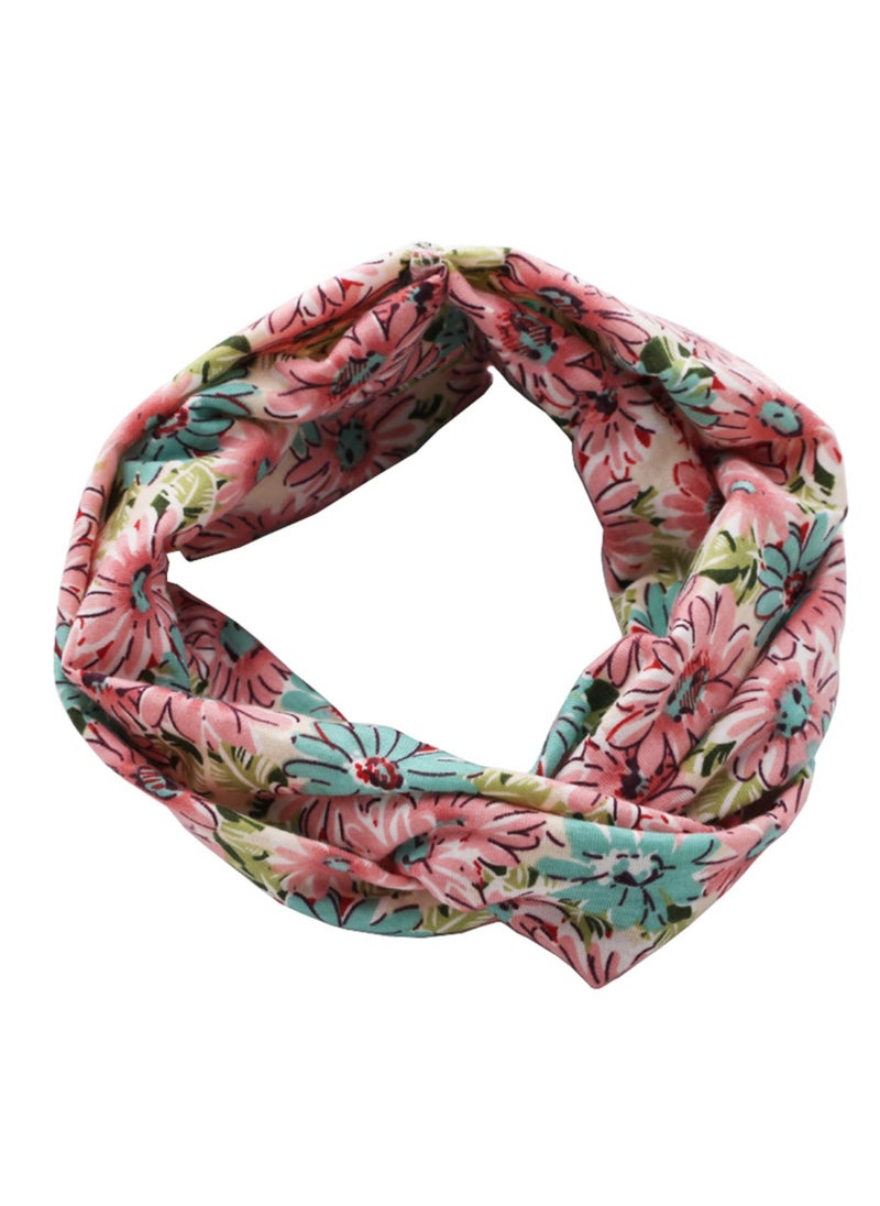 Generic - Hair tie made of soft cotton with spring flower patterns in multiple colors, set of 4 pieces - Image 1