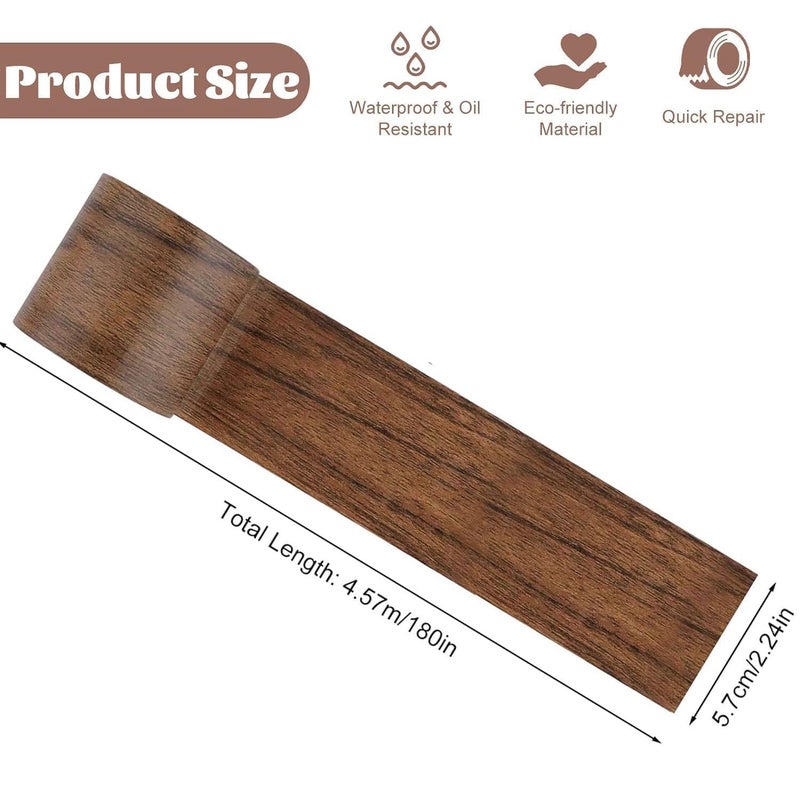 Aputue Wood Grain Repair Tape, 2PCS Waterproof Self Adhesive Repair Patch, Wood Grain Tape, Durable Versatile Adhesive Tape for Tables, Kitchen, Floor, Living Room Decoration (Dark Brown) - Image 3