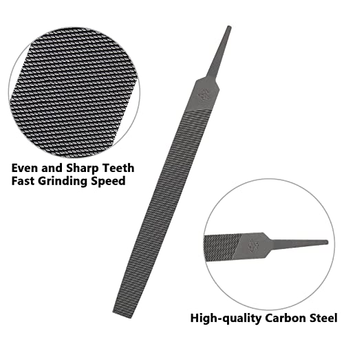 Bivethoi 6 Inch Flat Medium Cut File, High-Carbon Steel Double Cut Teeth Single Hand File Without Handle Suitable for Wood, Metal, Sharpening - Image 2