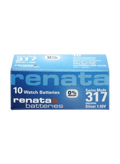 Renata Renata 317 Watch Battery (SR516SW), Silver Oxide 1.55V Battery, Pack of 10 Batteries  - Image 1