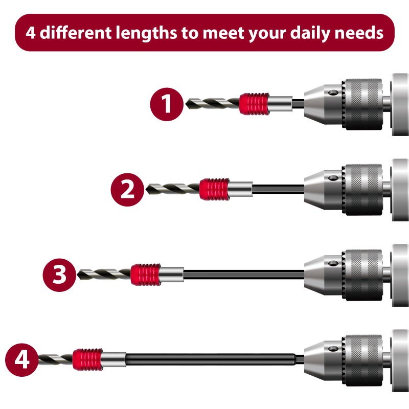Gegraterwa Drill Bit Extension 4 Pcs Magnetic Bit Holder 2/4/6/12" Bit Holder Extender for Impact Drill - Image 5