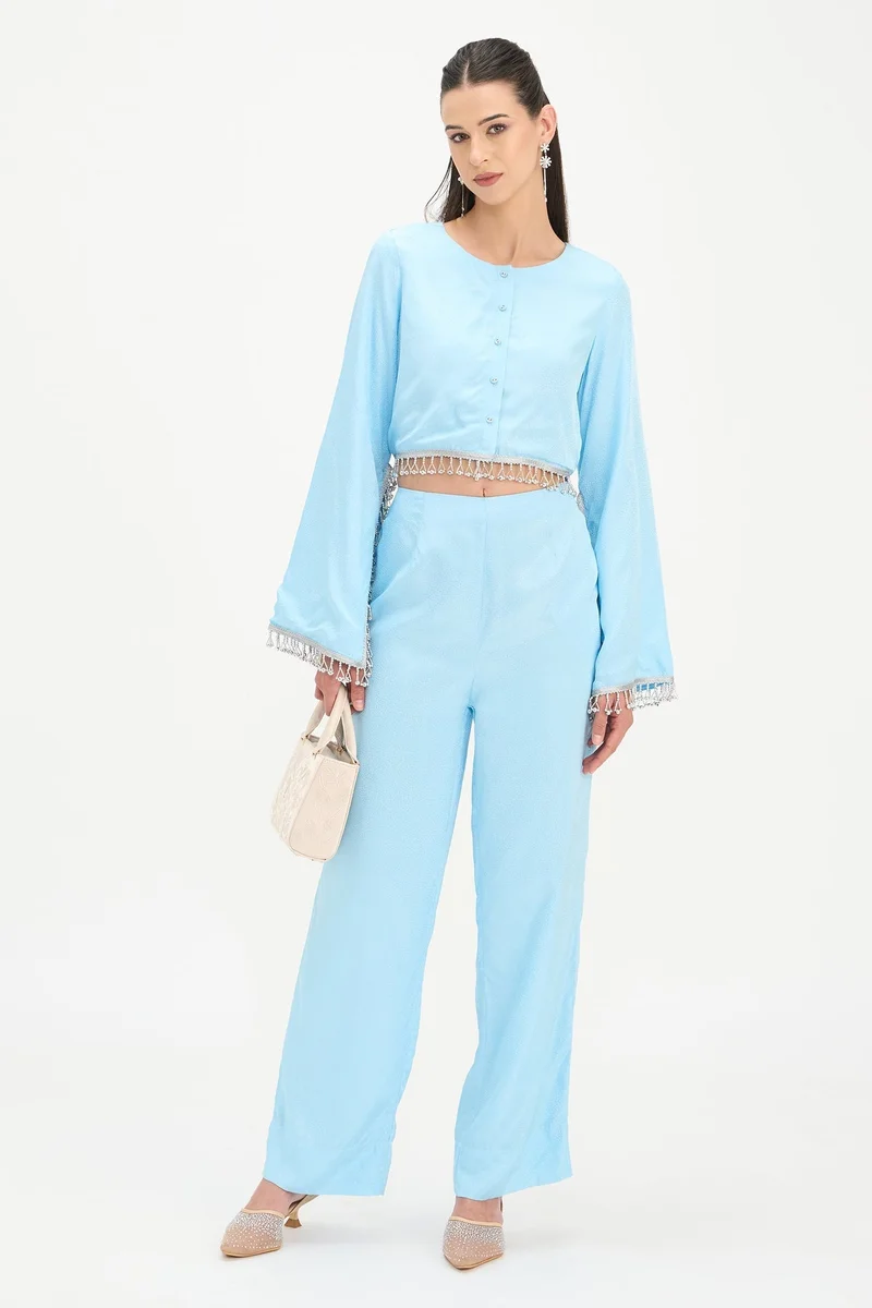 فيرجيو Self Design Viscose Crop Top for Women