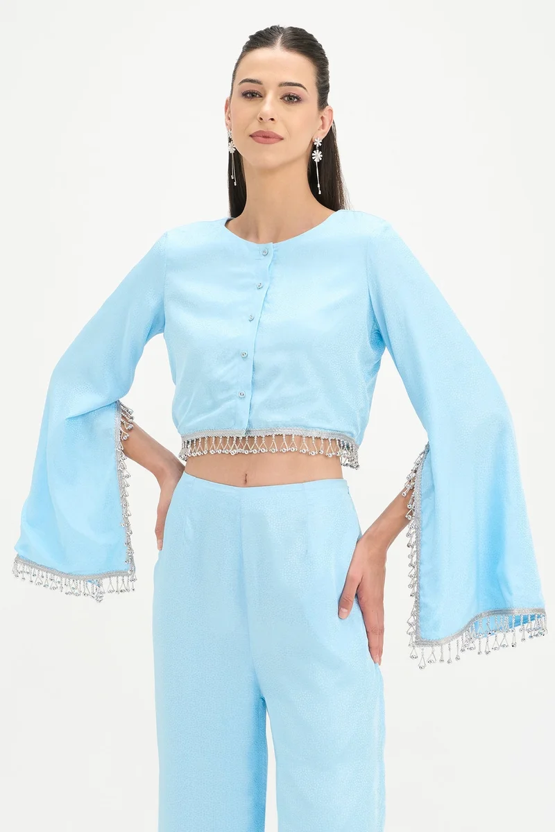 فيرجيو Self Design Viscose Crop Top for Women