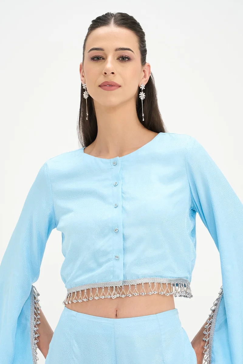Virgio  Self Design Viscose Crop Top for Women for Women | Best Price UAE