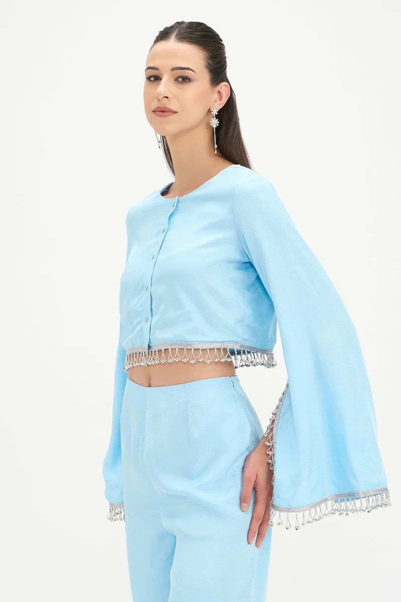 Virgio  Self Design Viscose Crop Top for Women for Women | Best Price UAE