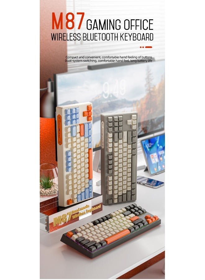 Free wolf M87 Wireless Bluetooth Dual-Mode Mechanical Feel Keyboard - Image 2