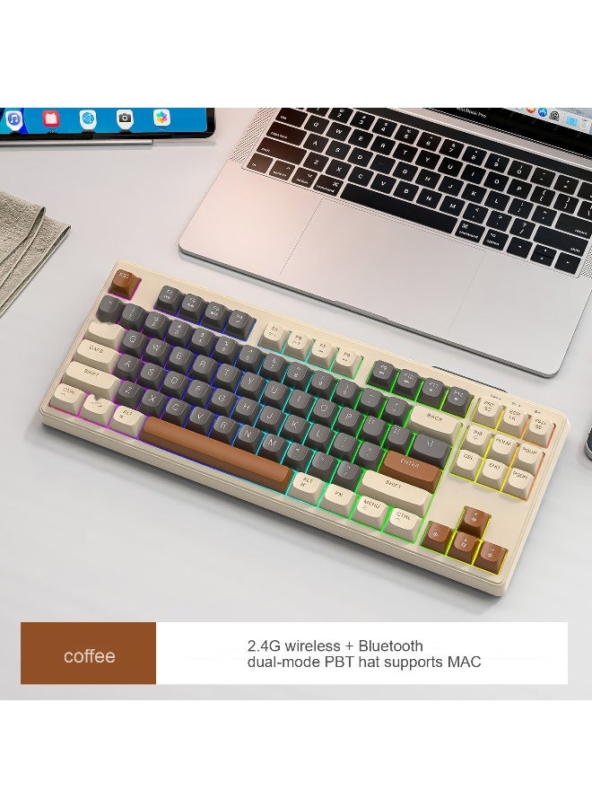 Free wolf M87 Wireless Bluetooth Dual-Mode Mechanical Feel Keyboard - Image 1