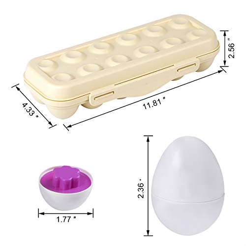 Hhyn Matching Eggs Set with Beige Eggs Holder, Upgraded Toddler Egg Toys Learning Shapes and Colors Educational Puzzle Sorting Games Improve Motor Skills for Kids Easter Gift, 12 Eggs - Image 4