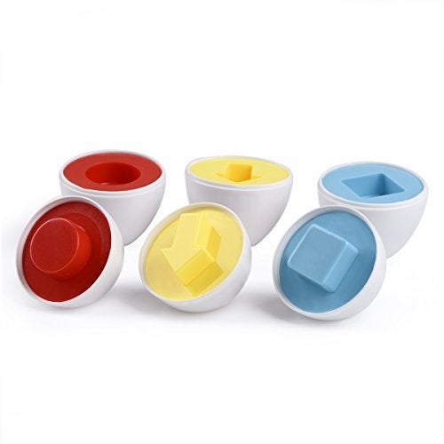 Hhyn Matching Eggs Set with Beige Eggs Holder, Upgraded Toddler Egg Toys Learning Shapes and Colors Educational Puzzle Sorting Games Improve Motor Skills for Kids Easter Gift, 12 Eggs - Image 5