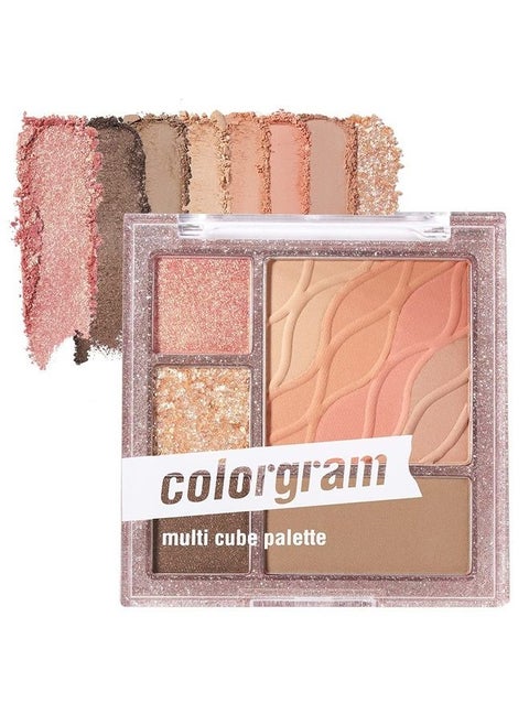 Multi Cube Palette 5 Colors - 02 Romantic Cube | Eyeshadow Palette for Daily makeup, Ultra-Blendable, Matte, Glitter, Shimmer Shades 0.3 fl.oz.