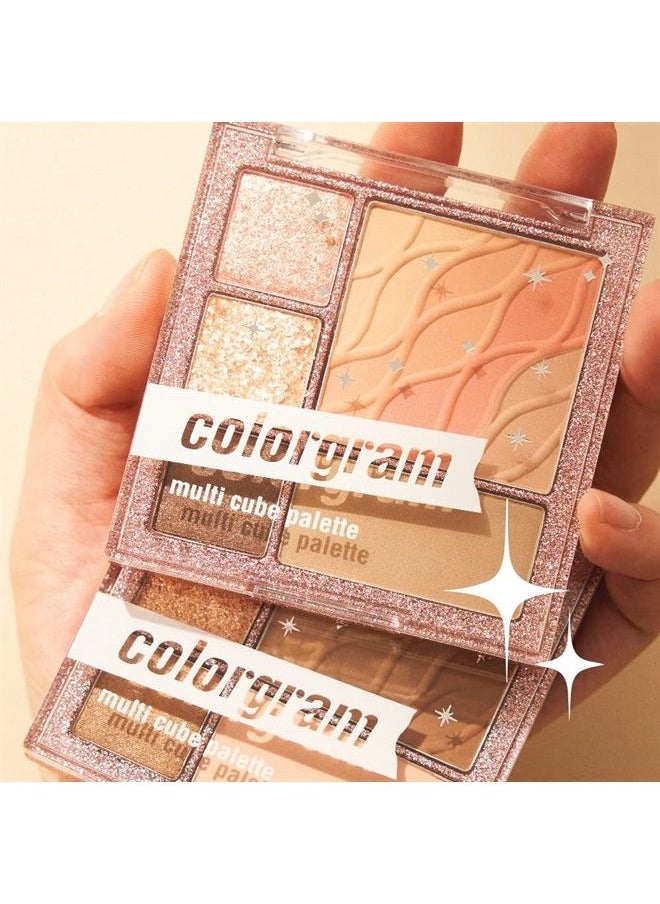 Multi Cube Palette 5 Colors - 02 Romantic Cube | Eyeshadow Palette for Daily makeup, Ultra-Blendable, Matte, Glitter, Shimmer Shades 0.3 fl.oz.