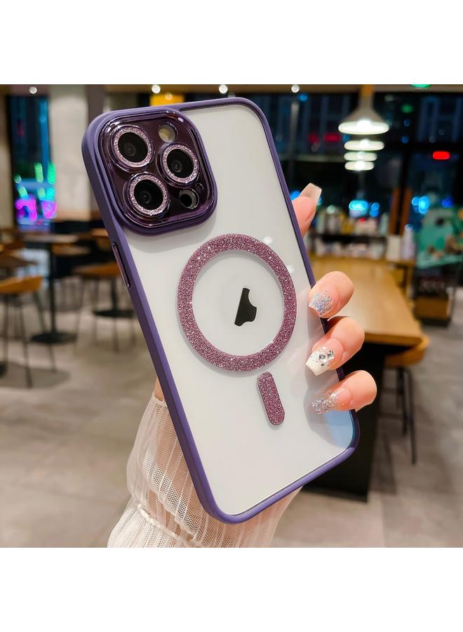 زبون جراب لهاتف iPhone 13 Pro MagSafe بلون متدرج لامع من مادة TPU + جراب هاتف أكريليك مع فيلم عدسة - Image 1