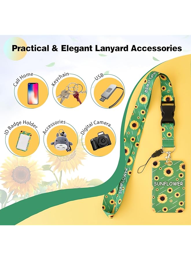 erorex Hidden Disability Sunflower Lanyard Cell Phone Lanyards For Around Neck Sunflower Badge Holder For Keychain Id Holder Phones Bags Accessories Badge Lanyards - Image 4