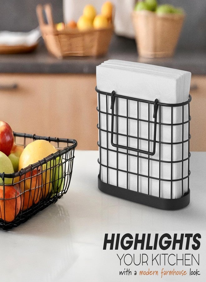 HOMECLASS6 Black Napkin Holder - Vintage Napkin Holders for Kitchen Farmhouse Decor. Upright Paper Napkin Holder for Tables, Bar, or Restaurant. Matte Black. - Image 2