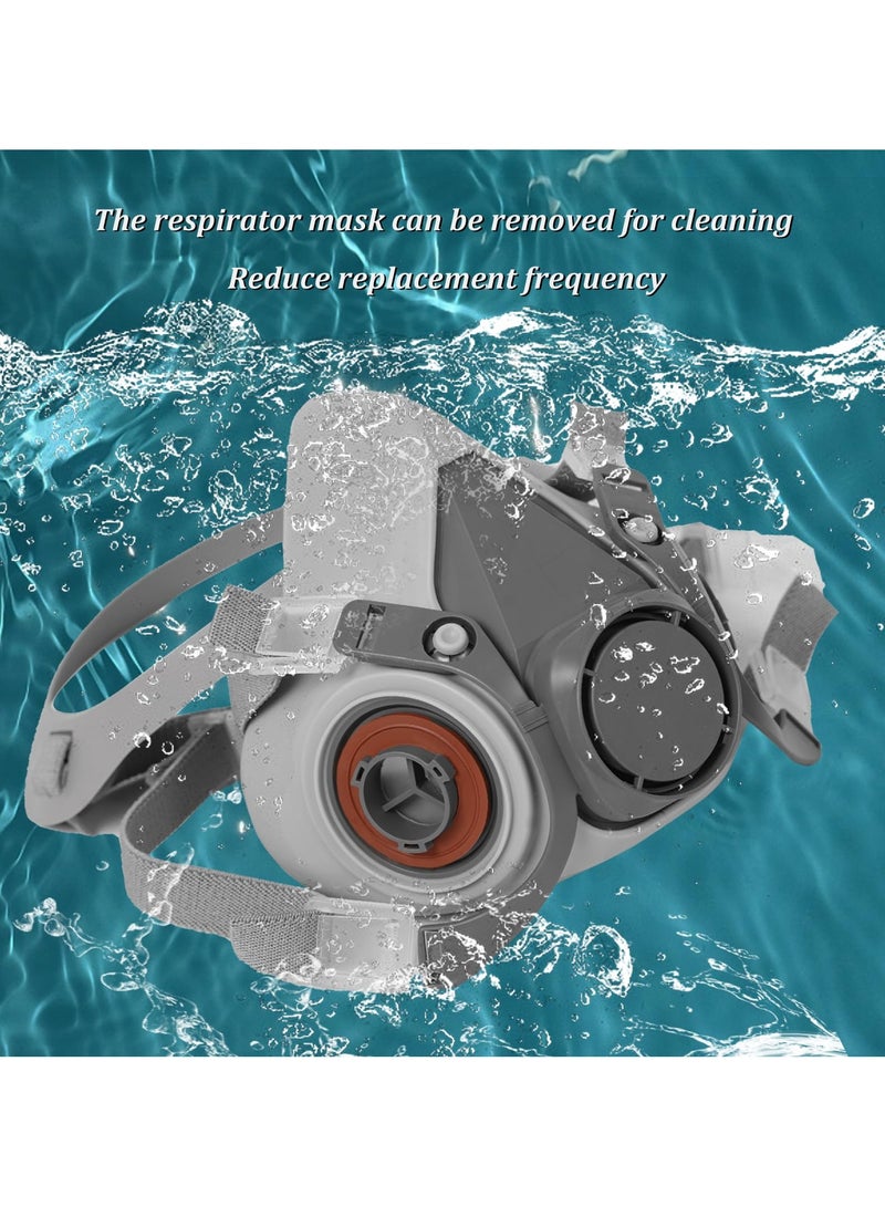 PYC Respirator Mask, Half Face Cover Gas Mask with Safety Glasses Reusable Professional Breathing Protection, for Painting, Organic Vapor, Welding, Polishing, Woodworking and Other Work Protection - Image 5