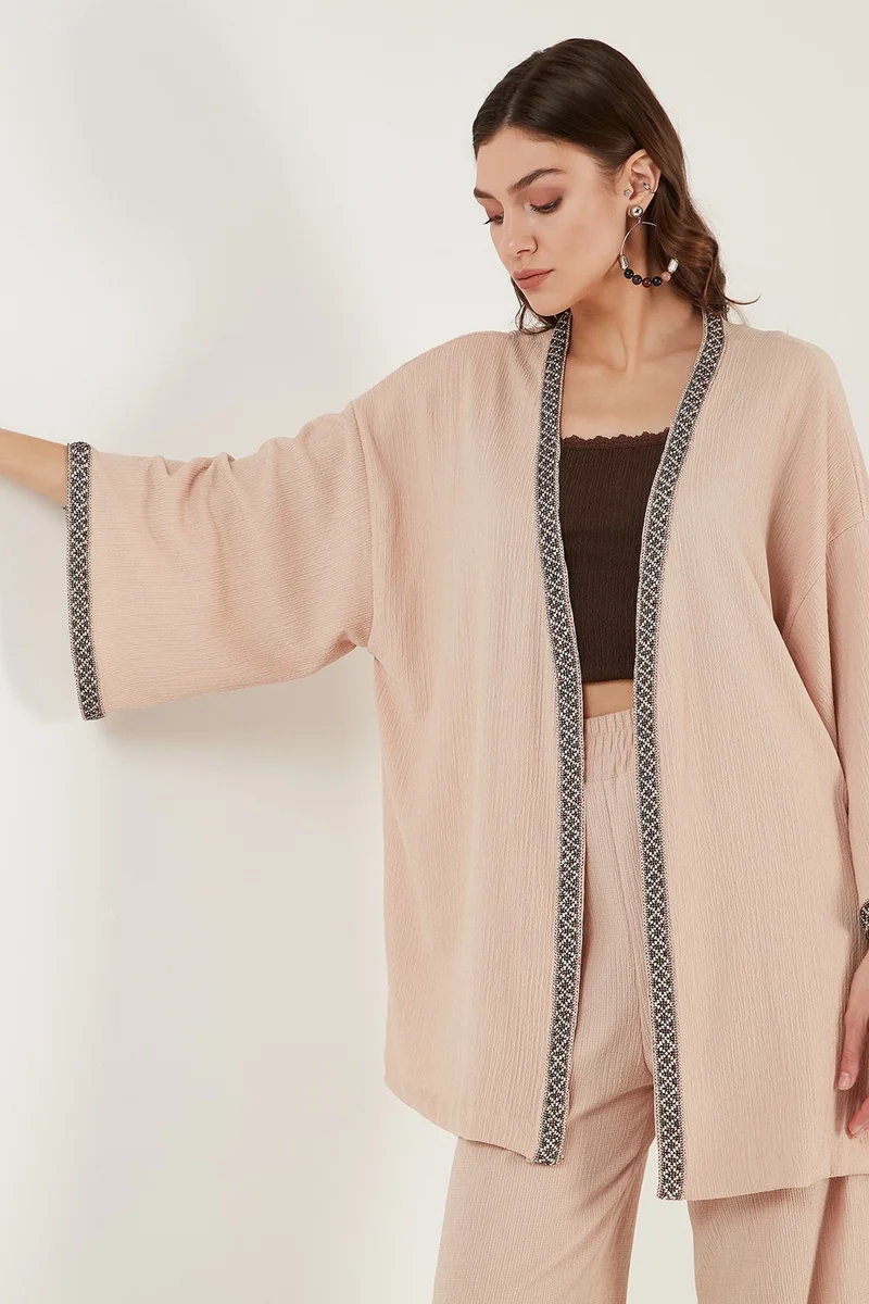 ليلا Bürümcük Relaxed Cut Wide Sleeve Long Kimono Cardigan Women's Cardigan 6239165