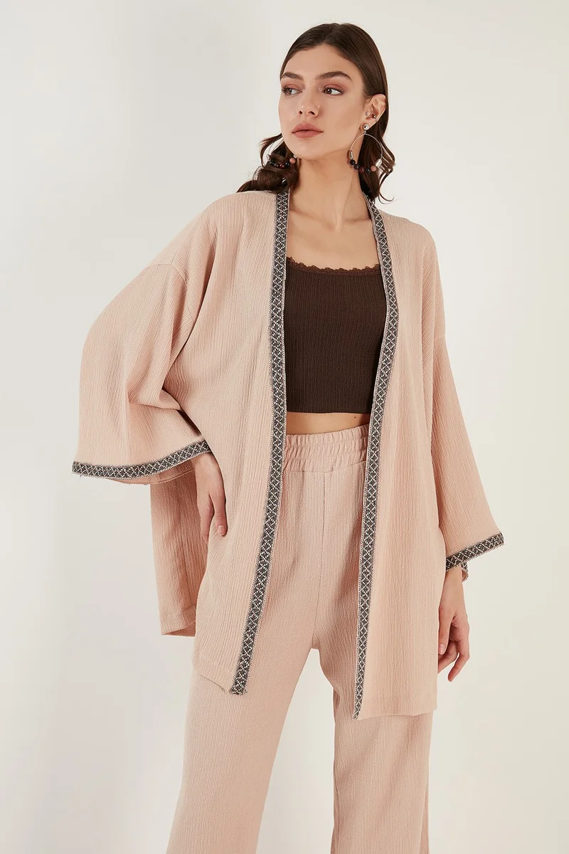ليلا Bürümcük Relaxed Cut Wide Sleeve Long Kimono Cardigan Women's Cardigan 6239165