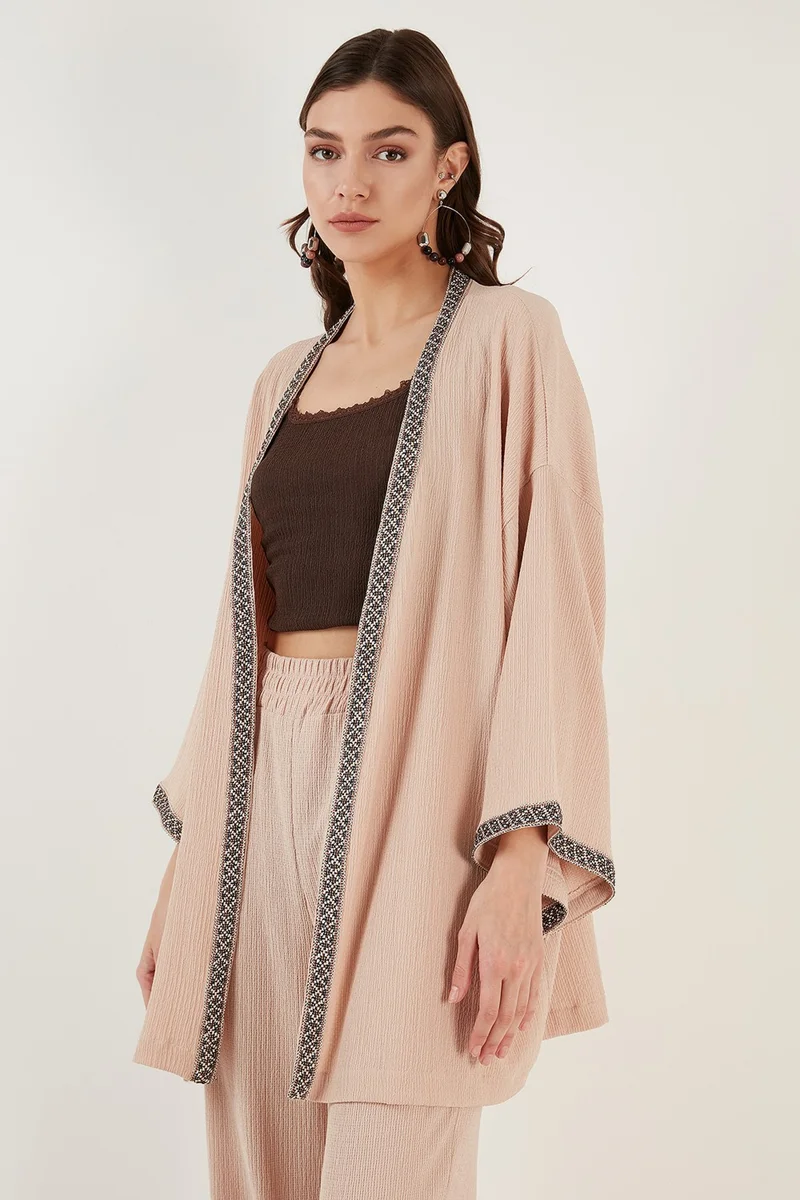ليلا Bürümcük Relaxed Cut Wide Sleeve Long Kimono Cardigan Women's Cardigan 6239165