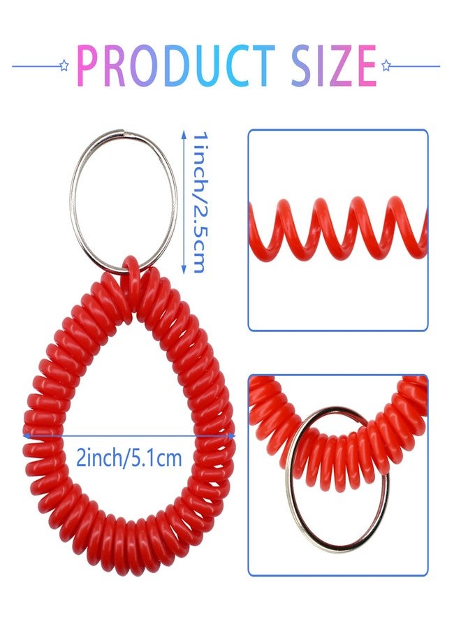 BDS-HOME 100pcs Colorful Wrist Coil Keychain, Plastic Stretchable Wristlet Keychains Wrist Coil Key Chains, Wrist Band Key Ring Chain for Office, Outdoor, Beach, Gym Exercise to Carry - Image 2