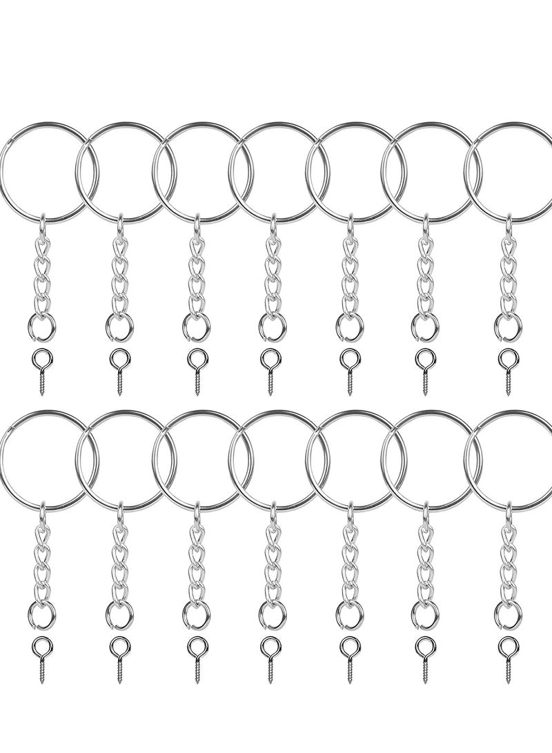 Keychain Ring, Sliver Key Chain Rings Kit, Premium with and Open Jump with Screw Eye Pins for Crafts and Jewelry Making 150PCS - Image 2