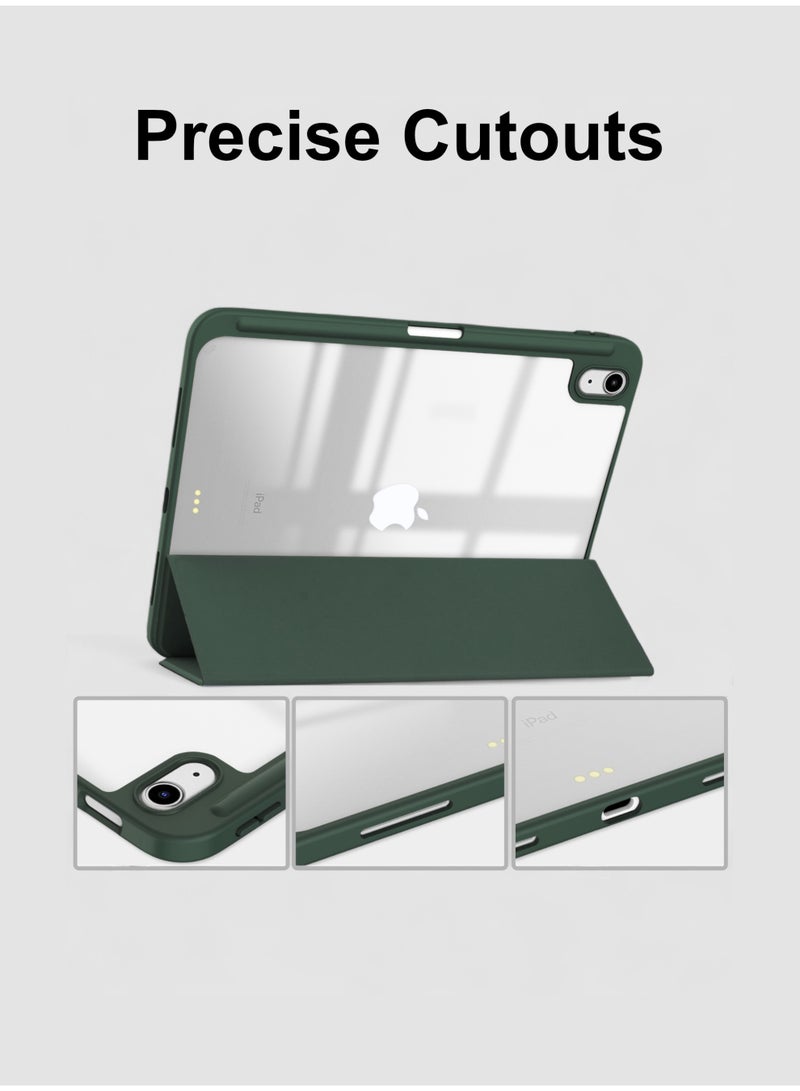 أركس حافظة لجهاز iPad 11 بوصة الجيل 11 - 2025 / iPad 10 10.9 بوصة الجيل 10 - 2022، غطاء خلفي شفاف مع حامل قلم، وغطاء حافظة ثلاثي نحيف بخاصية السكون/التنشيط التلقائي لجهاز iPad 10.9 بوصة 2022 / iPad 11 بوصة 2025 – أخضر داكن - Image 3